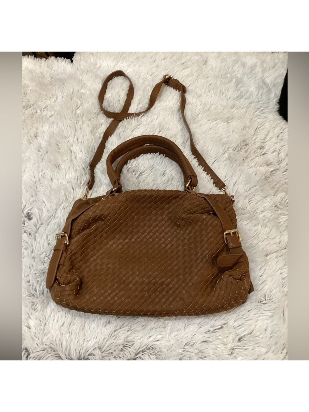 Maurice’s Adjustable removable strap handbag brown basket weave style - Picture 5 of 13